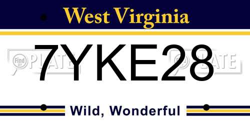 7YKE28 West Virginia License Plate