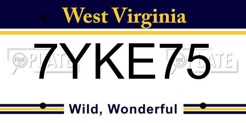 7YKE75 West Virginia License Plate
