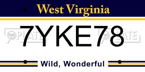 7YKE78 West Virginia License Plate