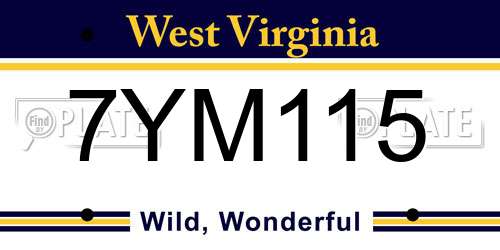7YM115 West Virginia License Plate