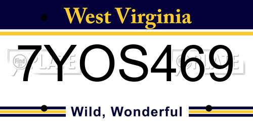 7YOS469 West Virginia License Plate