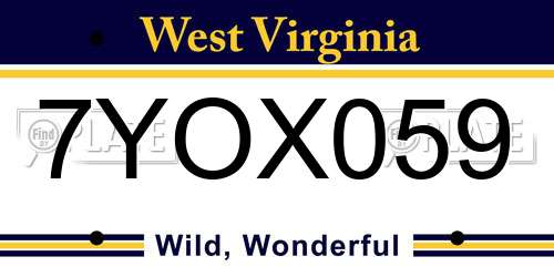 7YOX059 West Virginia License Plate