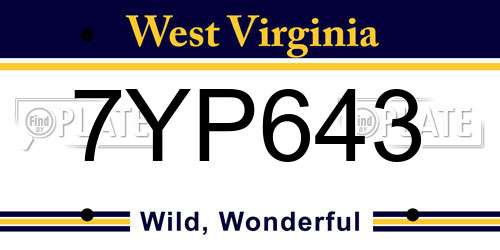7YP643 West Virginia License Plate