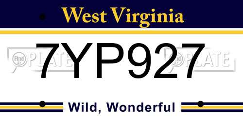 7YP927 West Virginia License Plate