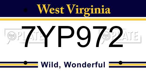 7YP972 West Virginia License Plate