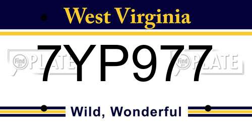 7YP977 West Virginia License Plate