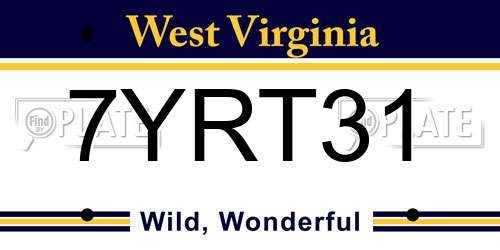 7YRT31 West Virginia License Plate