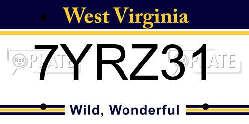 7YRZ31 West Virginia License Plate