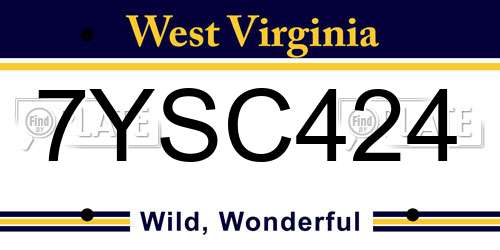 7YSC424 West Virginia License Plate