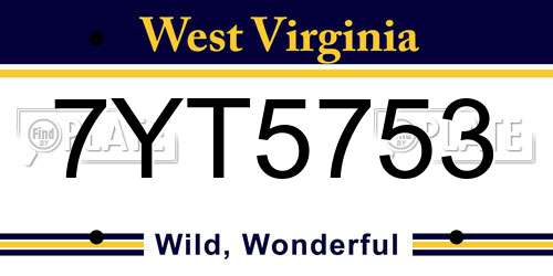 7YT5753 West Virginia License Plate