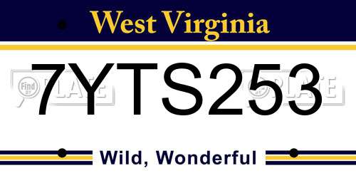 7YTS253 West Virginia License Plate