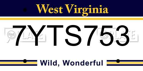 7YTS753 West Virginia License Plate