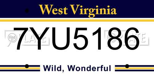 7YU5186 West Virginia License Plate
