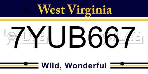 7YUB667 West Virginia License Plate