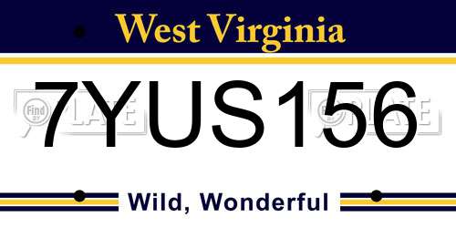 7YUS156 West Virginia License Plate