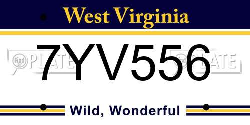 7YV556 West Virginia License Plate