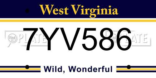 7YV586 West Virginia License Plate