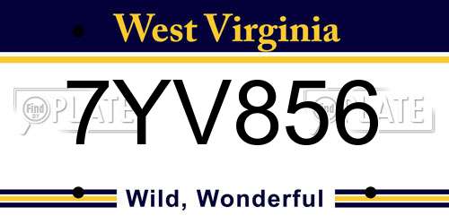 7YV856 West Virginia License Plate