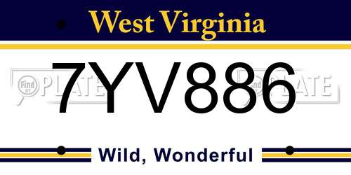 7YV886 West Virginia License Plate