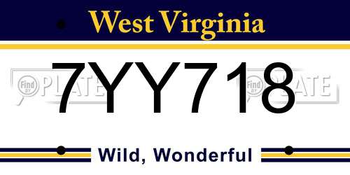 7YY718 West Virginia License Plate