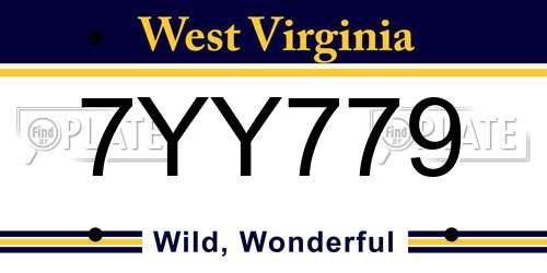7YY779 West Virginia License Plate