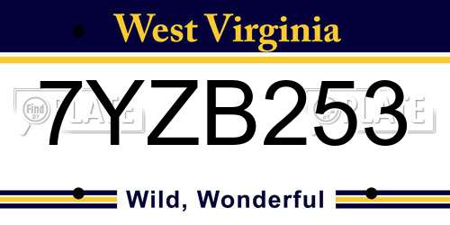 7YZB253 West Virginia License Plate