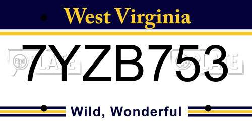 7YZB753 West Virginia License Plate
