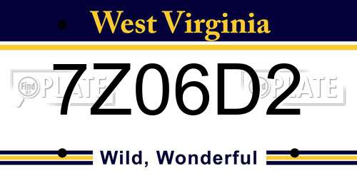 7Z06D2 West Virginia License Plate