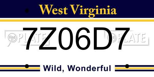 7Z06D7 West Virginia License Plate