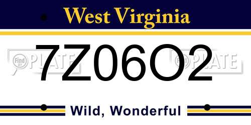7Z06O2 West Virginia License Plate