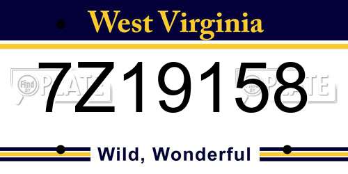 7Z19158 West Virginia License Plate