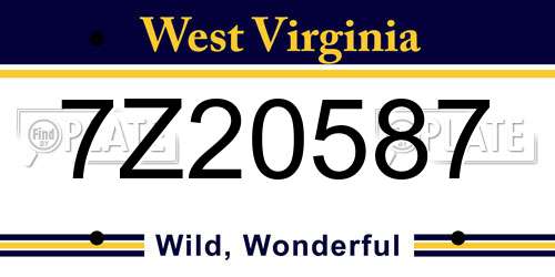 7Z20587 West Virginia License Plate