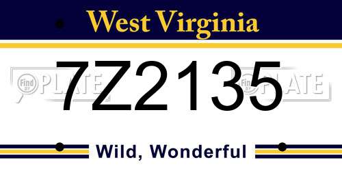 7Z2135 West Virginia License Plate