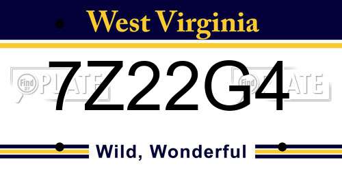 7Z22G4 West Virginia License Plate