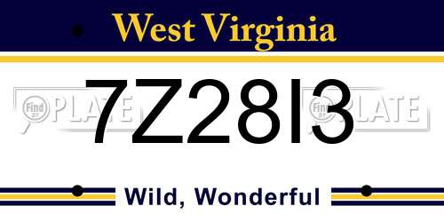 7Z28I3 West Virginia License Plate