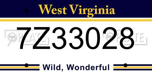 7Z33028 West Virginia License Plate