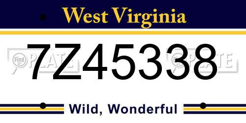 7Z45338 West Virginia License Plate