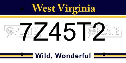 7Z45T2 West Virginia License Plate