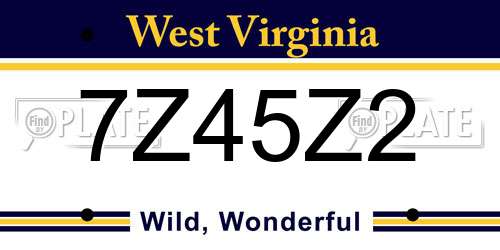 7Z45Z2 West Virginia License Plate