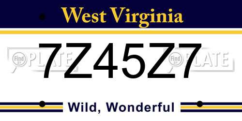 7Z45Z7 West Virginia License Plate