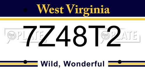 7Z48T2 West Virginia License Plate