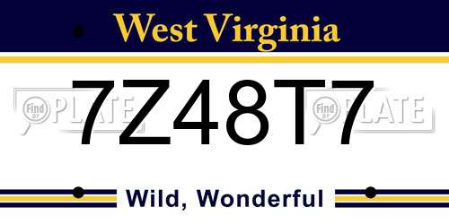 7Z48T7 West Virginia License Plate