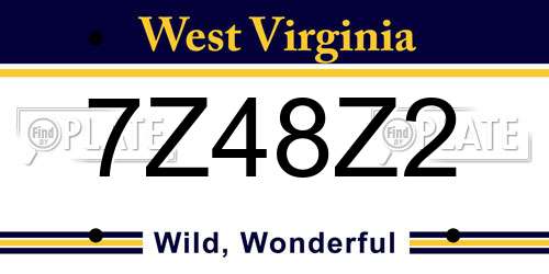 7Z48Z2 West Virginia License Plate