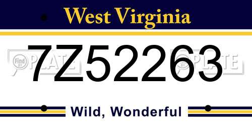 7Z52263 West Virginia License Plate