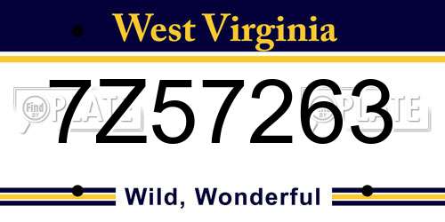 7Z57263 West Virginia License Plate