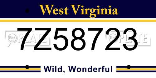 7Z58723 West Virginia License Plate