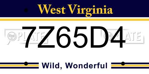 7Z65D4 West Virginia License Plate