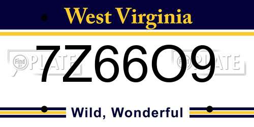 7Z66O9 West Virginia License Plate