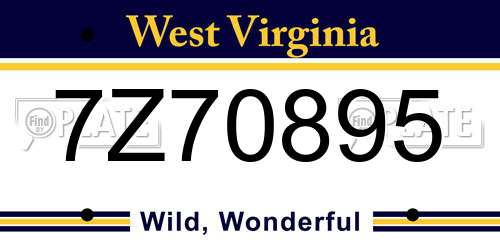7Z70895 West Virginia License Plate