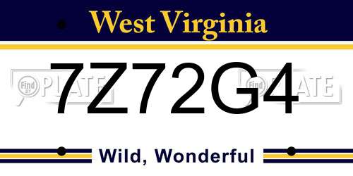 7Z72G4 West Virginia License Plate